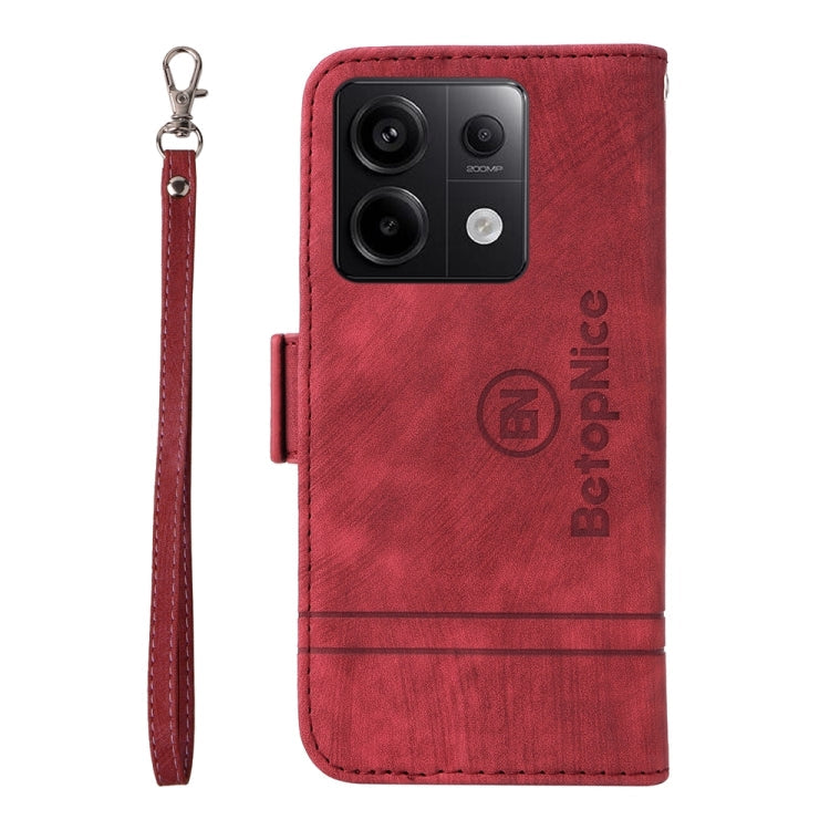 For Xiaomi Poco X6 5G / Redmi Note 13 Pro 5G Global BETOPNICE Dual-side Buckle Leather Phone Case(Red)