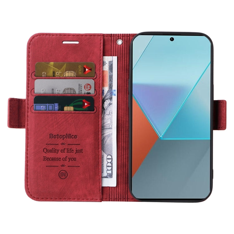 For Xiaomi Poco X6 5G / Redmi Note 13 Pro 5G Global BETOPNICE Dual-side Buckle Leather Phone Case(Red)