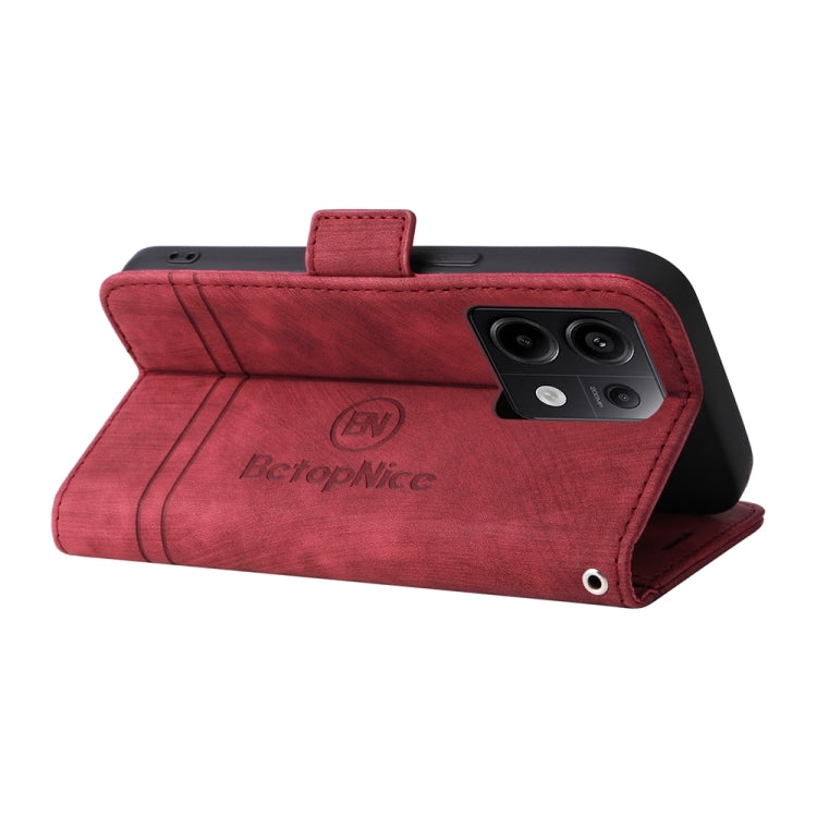 For Xiaomi Poco X6 5G / Redmi Note 13 Pro 5G Global BETOPNICE Dual-side Buckle Leather Phone Case(Red)
