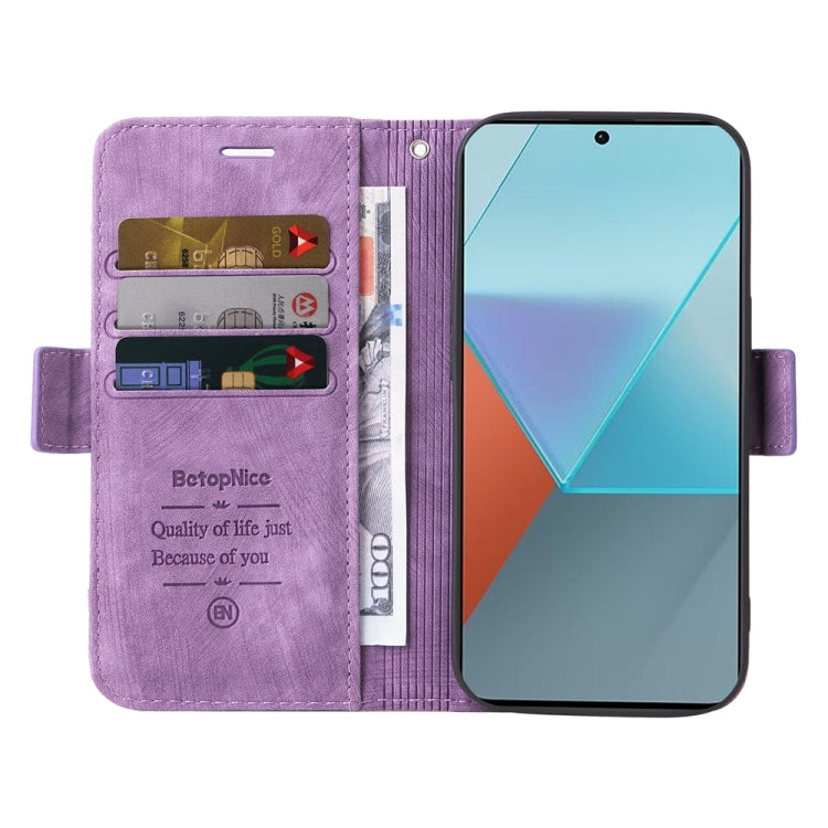 For Xiaomi Poco X6 5G / Redmi Note 13 Pro 5G Global BETOPNICE Dual-side Buckle Leather Phone Case(Purple)