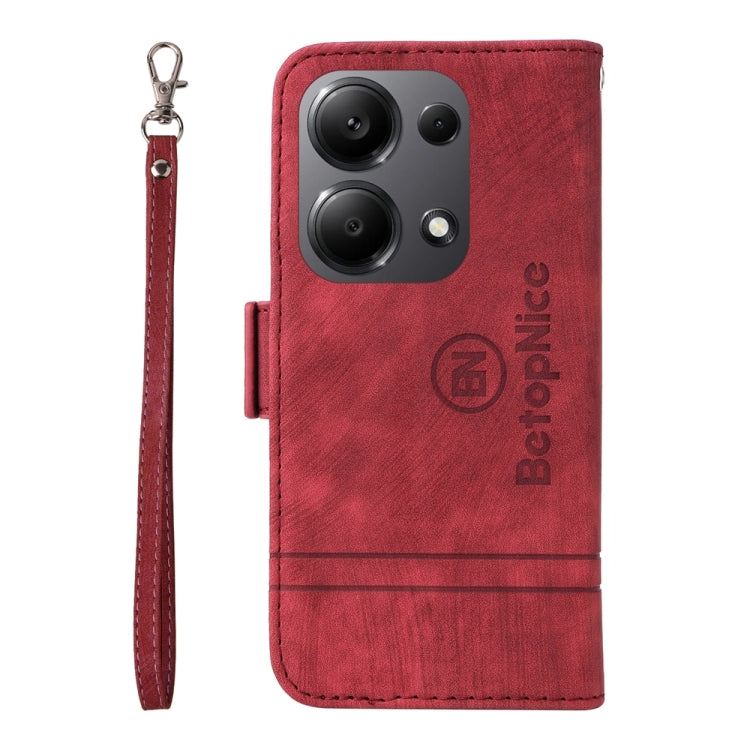 For Xiaomi Poco M6 Pro 4G/Redmi Note13 Pro 4G Global BETOPNICE Dual-side Buckle Leather Phone Case(Red)