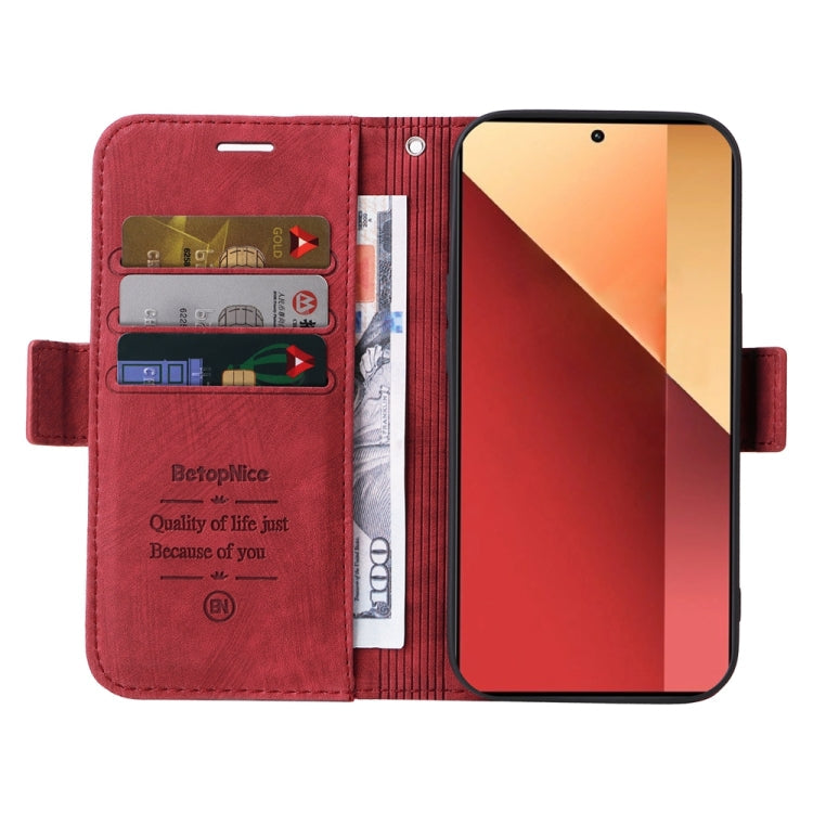 For Xiaomi Poco M6 Pro 4G/Redmi Note13 Pro 4G Global BETOPNICE Dual-side Buckle Leather Phone Case(Red)