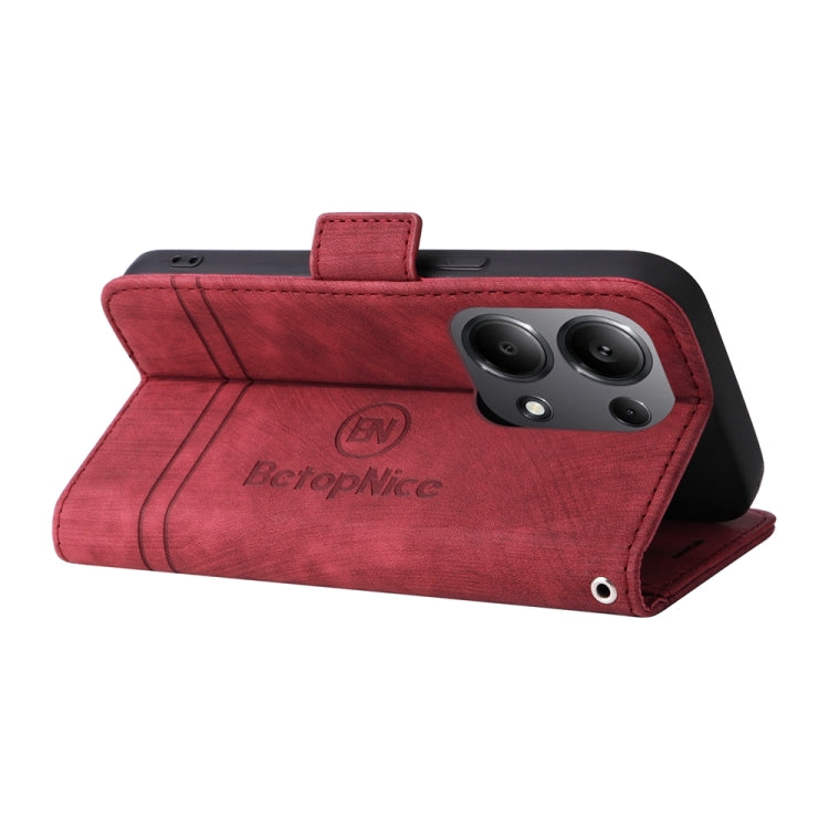 For Xiaomi Poco M6 Pro 4G/Redmi Note13 Pro 4G Global BETOPNICE Dual-side Buckle Leather Phone Case(Red)