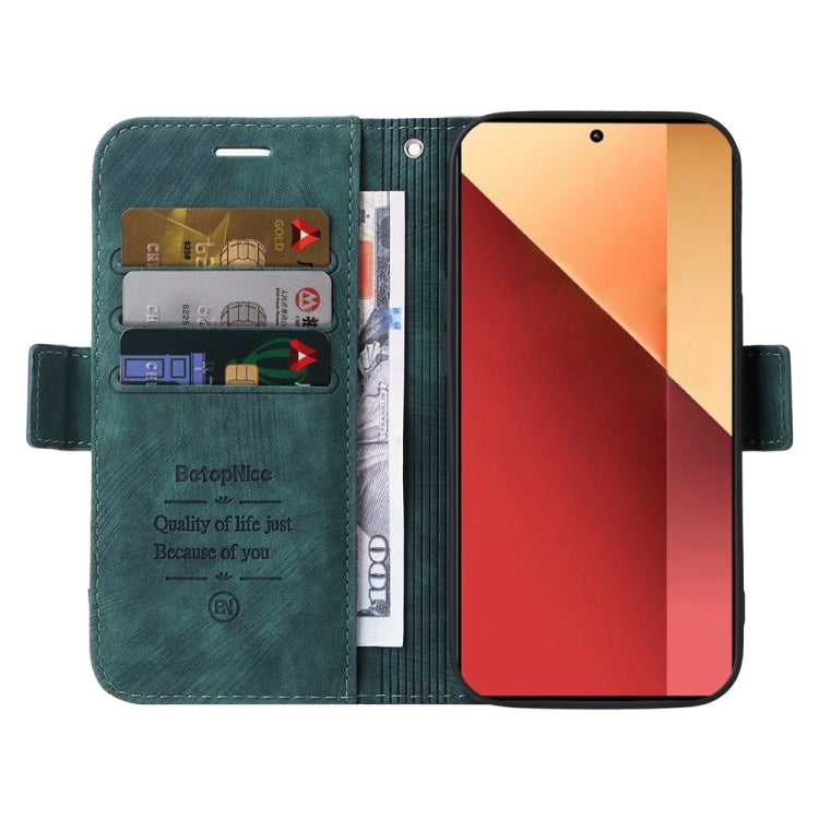For Xiaomi Poco M6 Pro 4G/Redmi Note13 Pro 4G Global BETOPNICE Dual-side Buckle Leather Phone Case(Green)