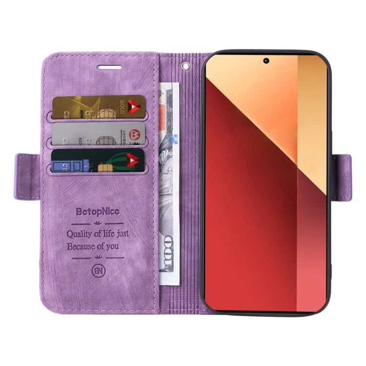 For Xiaomi Poco M6 Pro 4G/Redmi Note13 Pro 4G Global BETOPNICE Dual-side Buckle Leather Phone Case(Purple)