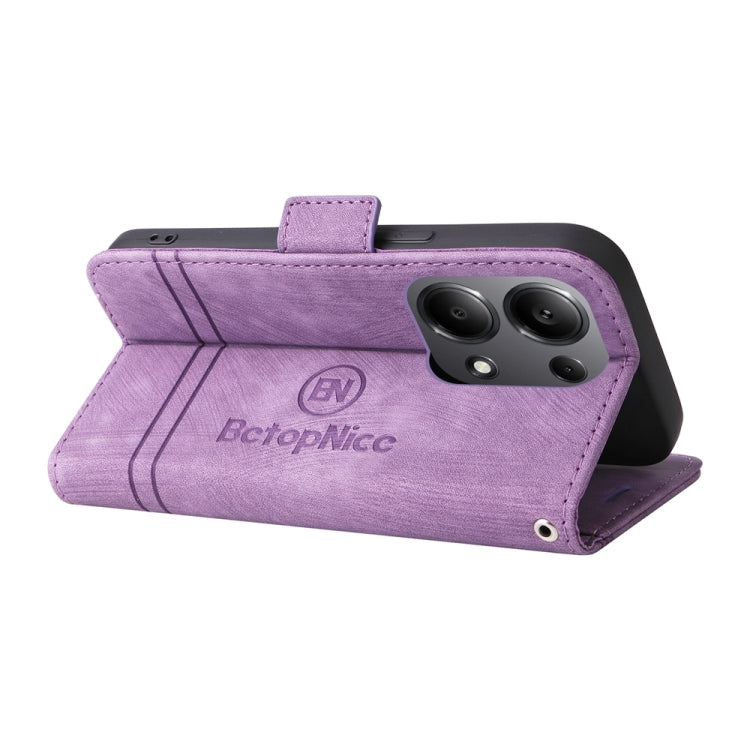 For Xiaomi Poco M6 Pro 4G/Redmi Note13 Pro 4G Global BETOPNICE Dual-side Buckle Leather Phone Case(Purple)