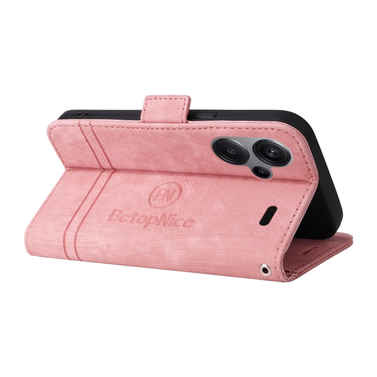 For Xiaomi Redmi Note 13 Pro+ 5G Global BETOPNICE Dual-side Buckle Leather Phone Case(Pink)