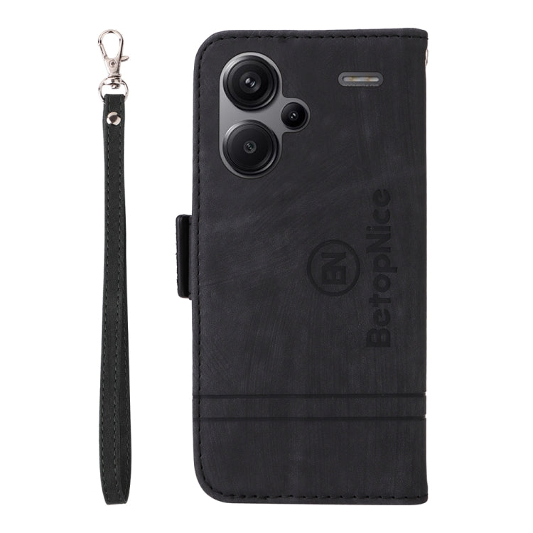 For Xiaomi Redmi Note 13 Pro+ 5G Global BETOPNICE Dual-side Buckle Leather Phone Case(Black)