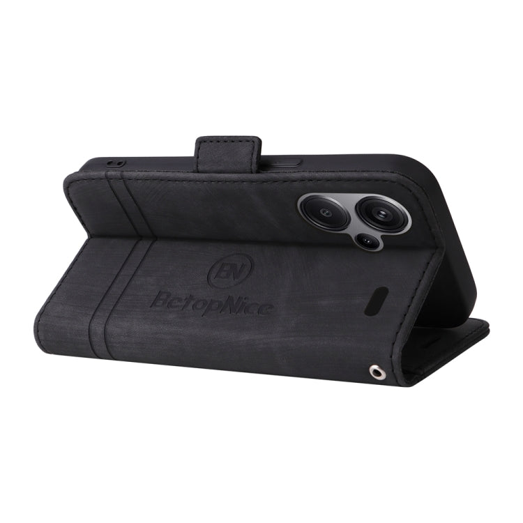 For Xiaomi Redmi Note 13 Pro+ 5G Global BETOPNICE Dual-side Buckle Leather Phone Case(Black)