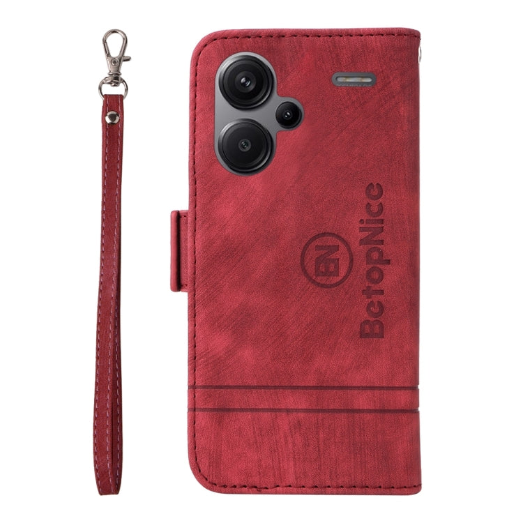 For Xiaomi Redmi Note 13 Pro+ 5G Global BETOPNICE Dual-side Buckle Leather Phone Case(Red)