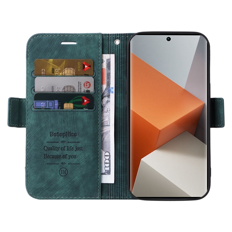For Xiaomi Redmi Note 13 Pro+ 5G Global BETOPNICE Dual-side Buckle Leather Phone Case(Green)
