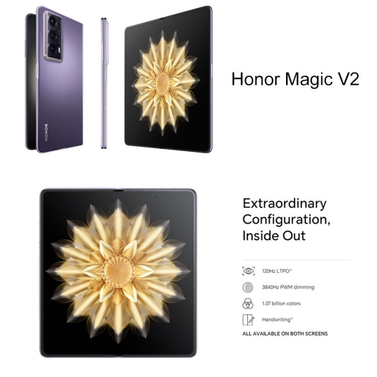 Honor Magic V2 5G, 16GB+512GB, 7.92 inch + 6.43 inch MagicOS 7.2 Snapdragon 8 Gen2  Octa Core up to 3.36GHz, Network: 5G, OTG, Not Support Google Play(Black)