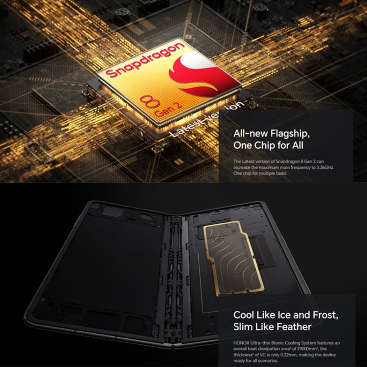 Honor Magic V2 5G, 16GB+512GB, 7.92 inch + 6.43 inch MagicOS 7.2 Snapdragon 8 Gen2  Octa Core up to 3.36GHz, Network: 5G, OTG, Not Support Google Play(Silk Black)
