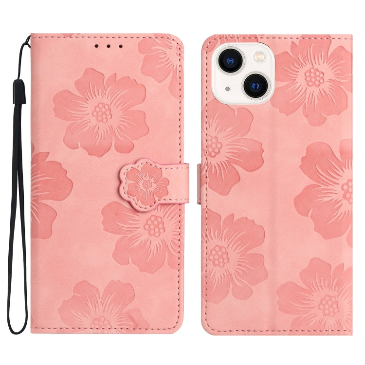 Flower Embossing Pattern Leather Phone Case, For iPhone 15, For iPhone 14 Plus, For iPhone 14, For iPhone 14 Pro