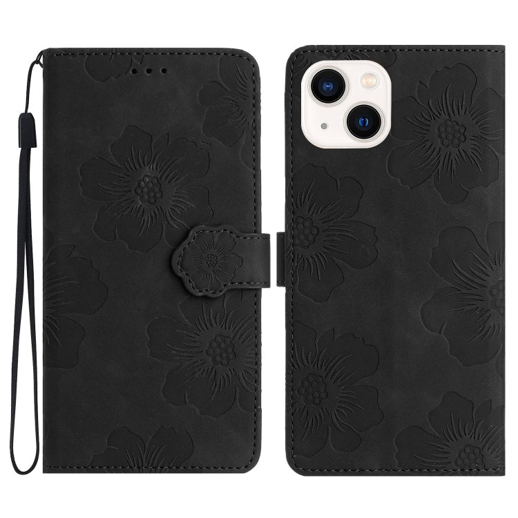 Flower Embossing Pattern Leather Phone Case, For iPhone 15, For iPhone 14 Plus, For iPhone 14, For iPhone 14 Pro