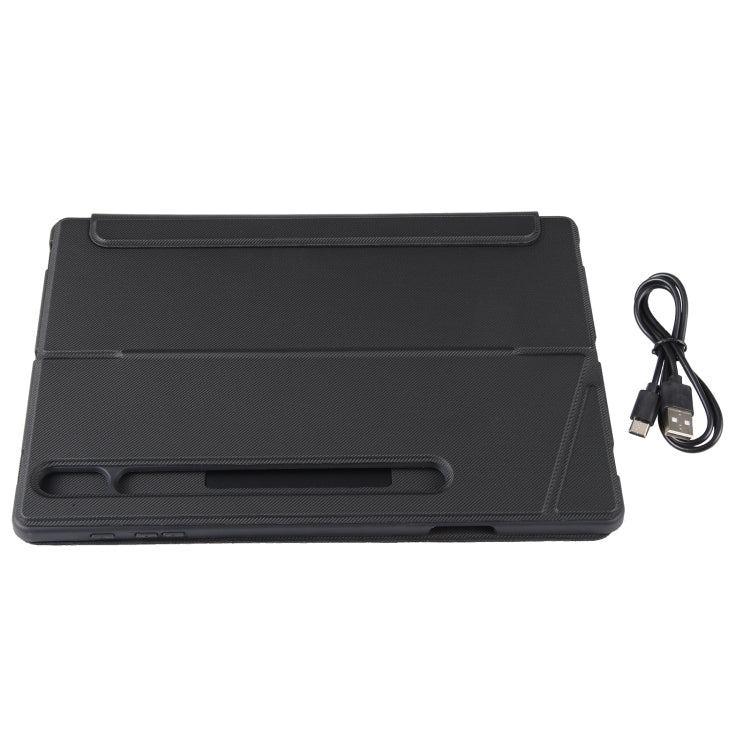 T970B-AS Pivot Backlight Upper Pen Tray Bluetooth Keyboard Leather Case For Samsung Galaxy Tab S7+/S7 FE/S8+, For Samsung Galaxy Tab S7+/S7 FE/S8+