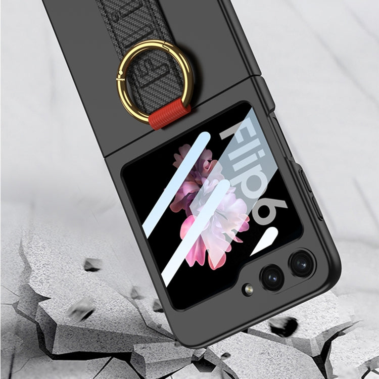 For Samsung Galaxy Z Flip6 GKK Integrated Ultrathin Shockproof Phone Case with Ring Wrist Strap(Pink)