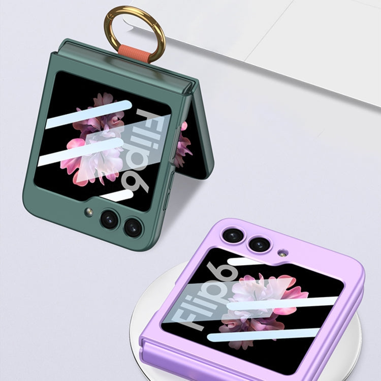 For Samsung Galaxy Z Flip6 GKK Integrated Ultrathin Shockproof Phone Case with Ring Wrist Strap(Carbon Fiber)