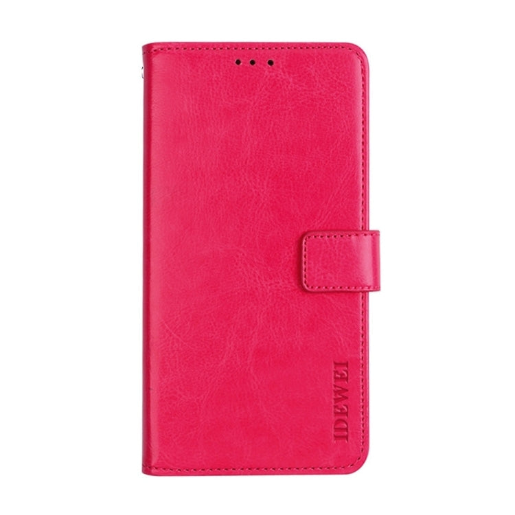 For Huawei nova Y71 idewei Crazy Horse Texture Leather Phone Case with Holder(Rose Red)