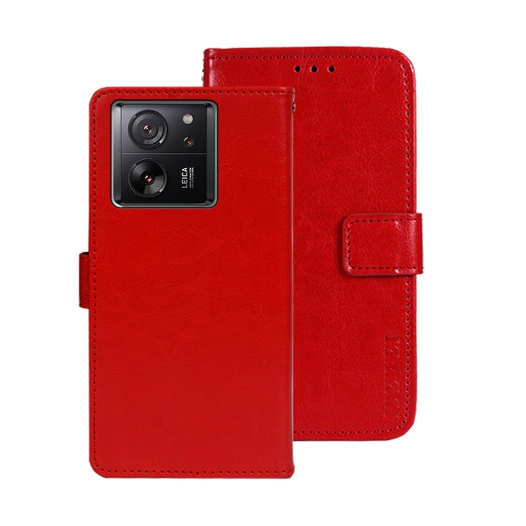 For Xiaomi 13T / 13T Pro idewei Crazy Horse Texture Leather Phone Case(Red)