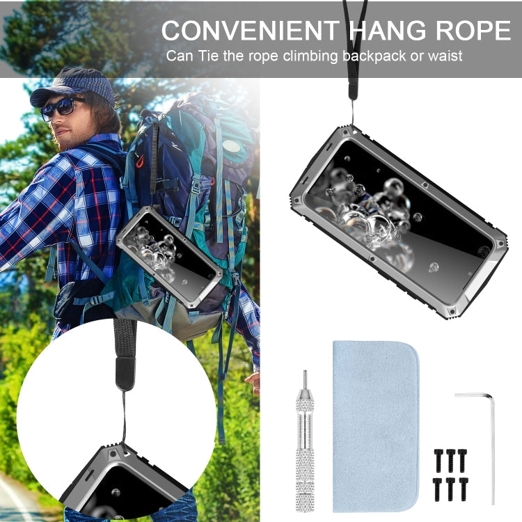 For Samsung Galaxy S20 Plus R-JUST Waterproof Shockproof Dustproof Metal + Silicone Protective Case(Silver)