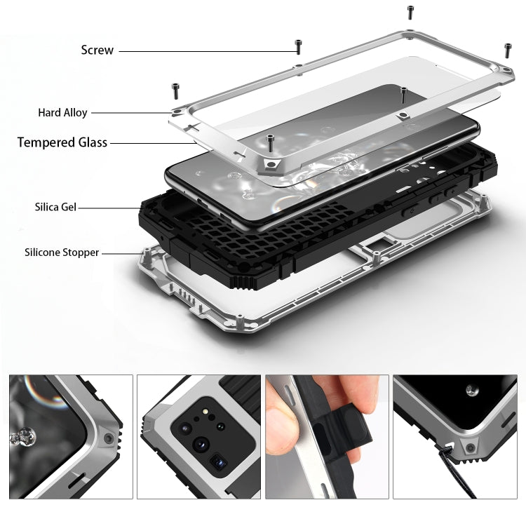 For Samsung Galaxy S20 Plus R-JUST Waterproof Shockproof Dustproof Metal + Silicone Protective Case(Silver)