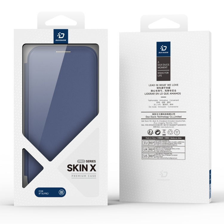 For iPhone 16 Pro DUX DUCIS Skin X Pro Series Magsafe PC + TPU Phone Leather Case(Blue)