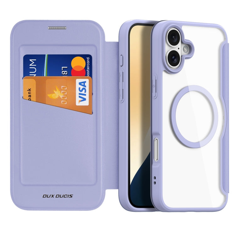 For iPhone 16 Plus DUX DUCIS Skin X Pro Series Magsafe PC + TPU Phone Leather Case(Purple)
