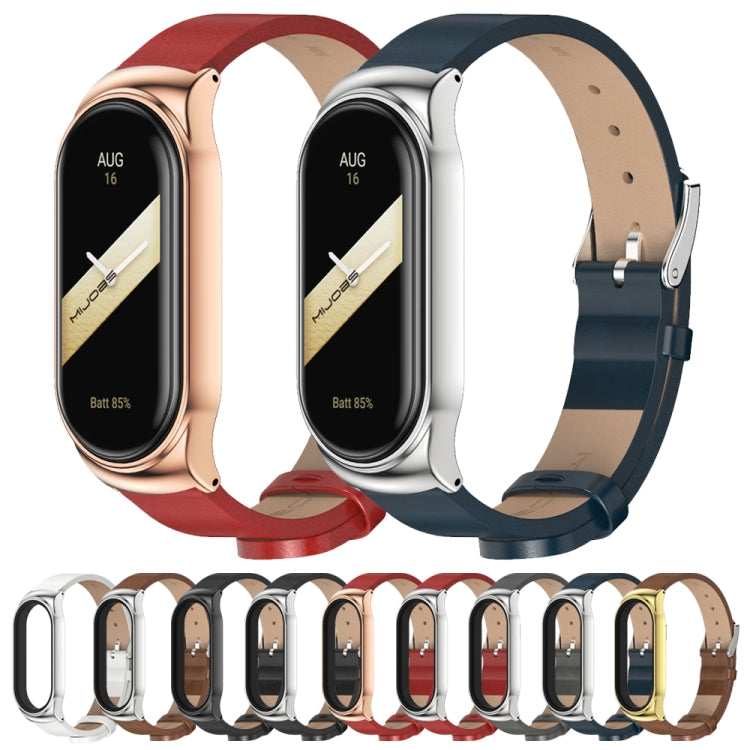 For Xiaomi Mi Band 8 Mijobs CS Case Microfiber PU Leather Watch Band(Red Silver)