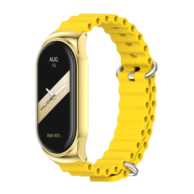 For Xiaomi Mi Band 8 Mijobs CS Case Marine Silicone Breathable Watch Band(Yellow Gold)