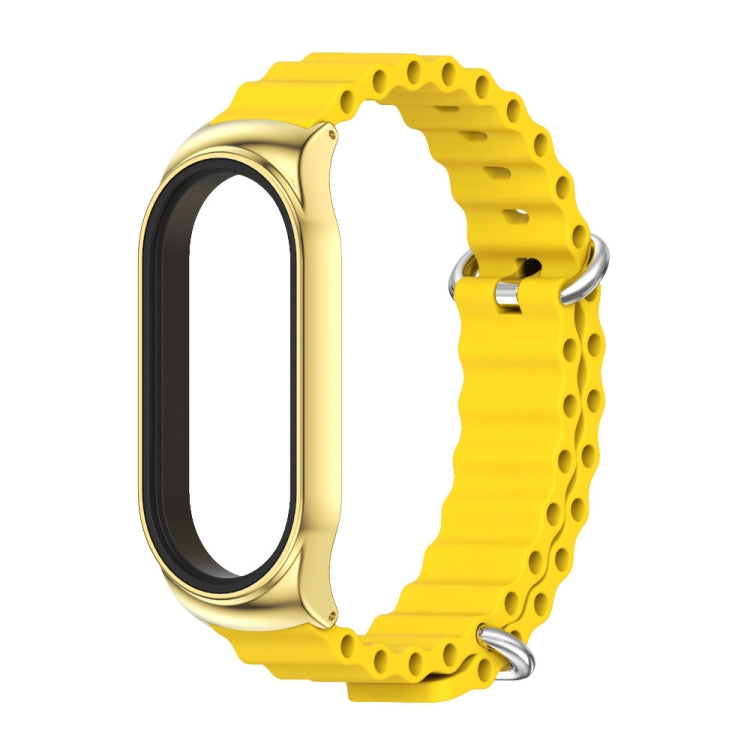For Xiaomi Mi Band 8 Mijobs CS Case Marine Silicone Breathable Watch Band(Yellow Gold)