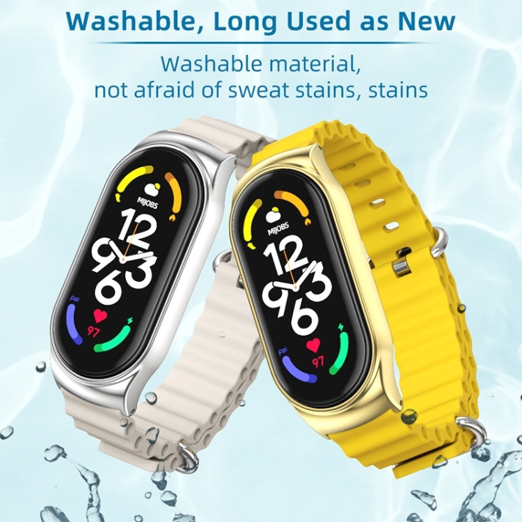 For Xiaomi Mi Band 8 Mijobs CS Case Marine Silicone Breathable Watch Band(Yellow Gold)