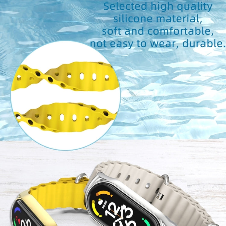 For Xiaomi Mi Band 8 Mijobs CS Case Marine Silicone Breathable Watch Band(Yellow Gold)