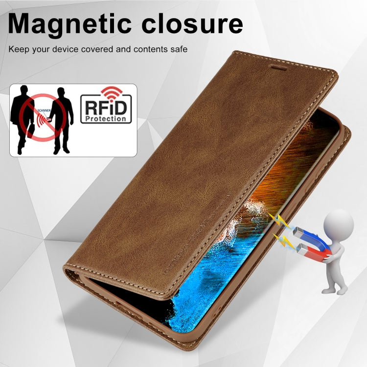 For Samsung Galaxy S24+ LC.IMEEKE RFID Anti-theft Leather Phone Case(Brown)