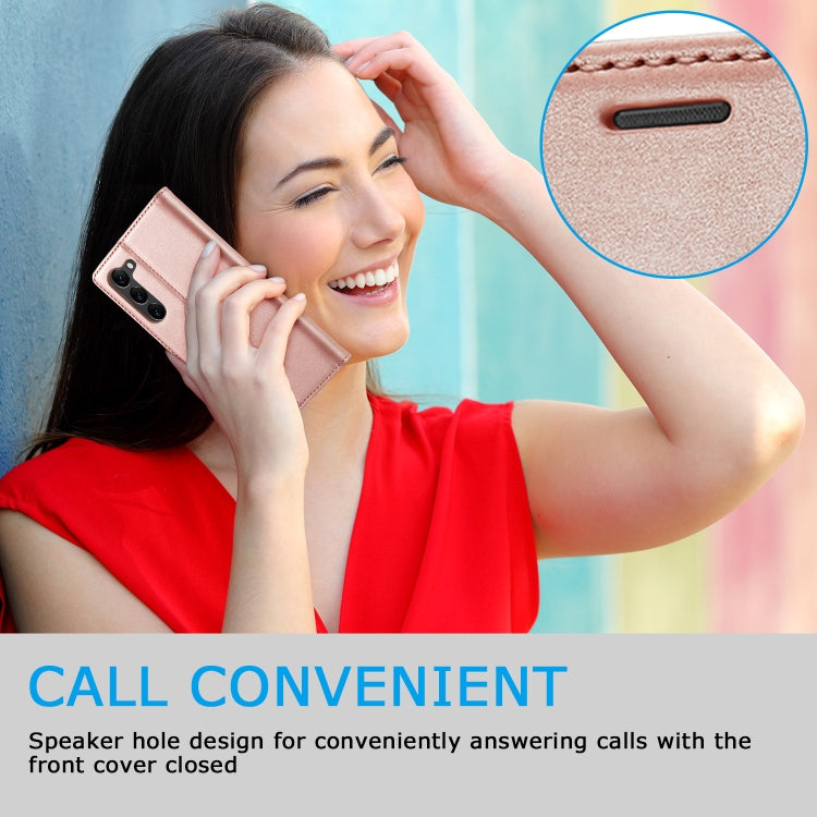 For Samsung Galaxy S24+ 5G LC.IMEEKE Strong Magnetism Microfiber Leather Phone Case(Rose Gold)