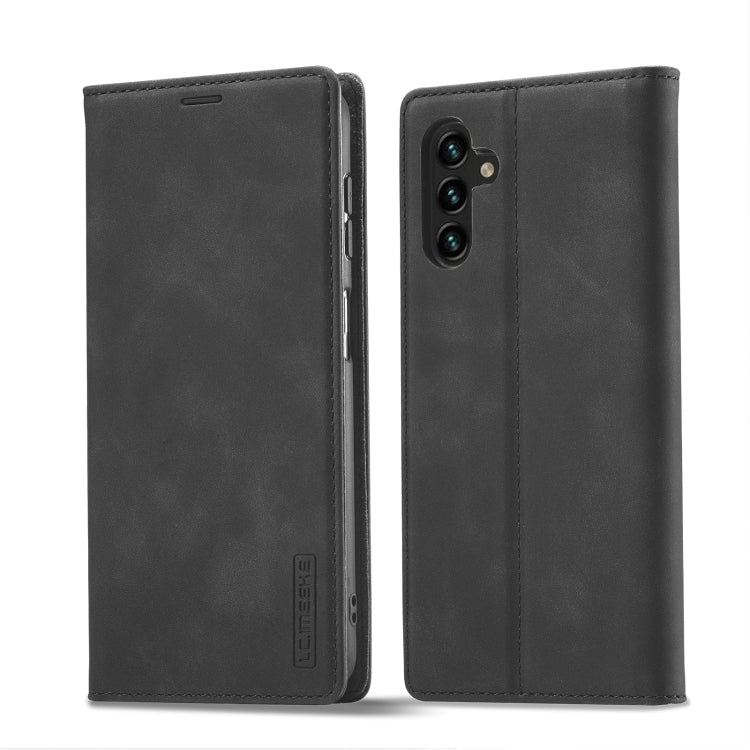 For Samsung Galaxy A15 5G / 15 4G LC.IMEEKE Strong Magnetism Microfiber Leather Phone Case(Black)