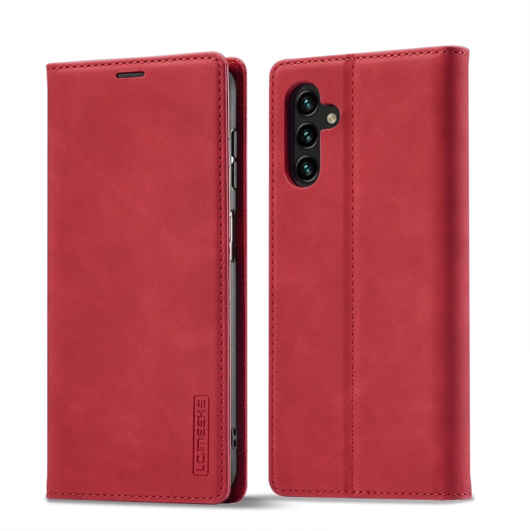 For Samsung Galaxy A15 5G / 15 4G LC.IMEEKE Strong Magnetism Microfiber Leather Phone Case(Red)