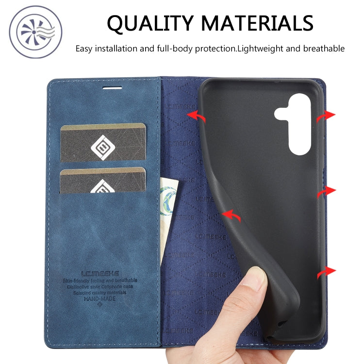 For Samsung Galaxy A15 5G / 15 4G LC.IMEEKE Strong Magnetism Microfiber Leather Phone Case(Blue)