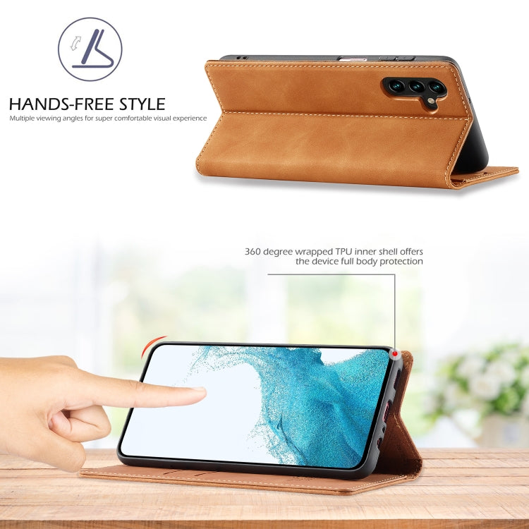 For Samsung Galaxy A15 5G / 15 4G LC.IMEEKE Strong Magnetism Microfiber Leather Phone Case(Brown)