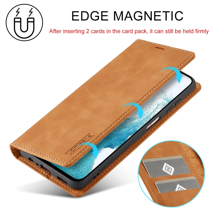 For Samsung Galaxy A15 5G / 15 4G LC.IMEEKE Strong Magnetism Microfiber Leather Phone Case(Brown)