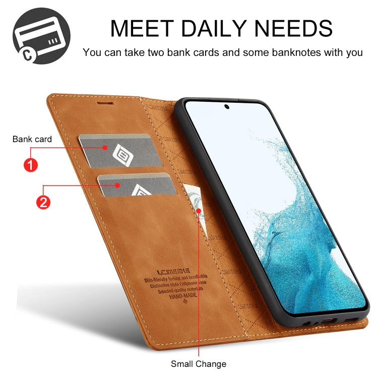 For Samsung Galaxy A15 5G / 15 4G LC.IMEEKE Strong Magnetism Microfiber Leather Phone Case(Brown)