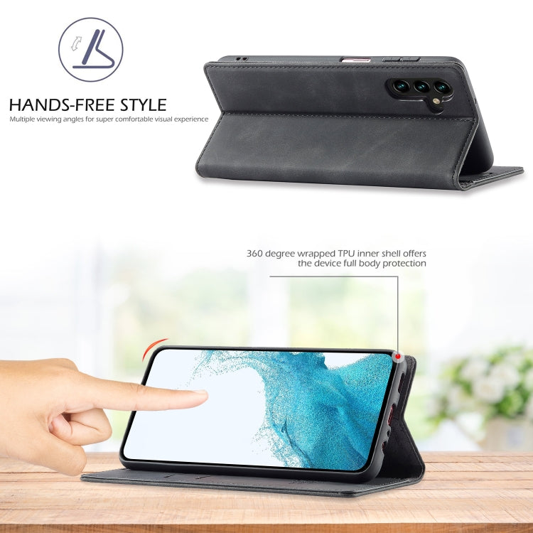 For Samsung Galaxy A55 5G LC.IMEEKE Strong Magnetism Microfiber Leather Phone Case(Black)