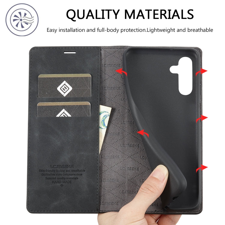 For Samsung Galaxy A55 5G LC.IMEEKE Strong Magnetism Microfiber Leather Phone Case(Black)