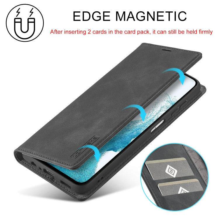 For Samsung Galaxy A55 5G LC.IMEEKE Strong Magnetism Microfiber Leather Phone Case(Black)
