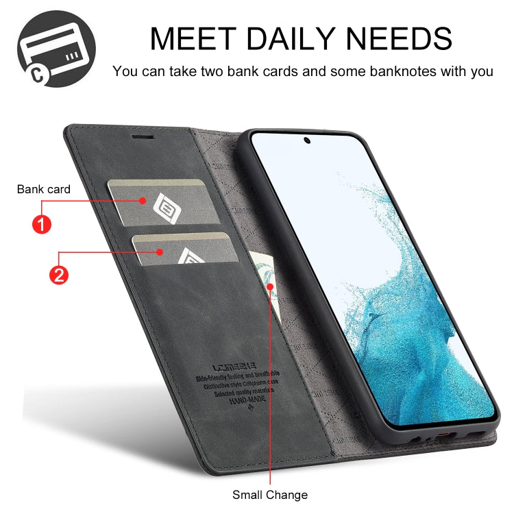 For Samsung Galaxy A55 5G LC.IMEEKE Strong Magnetism Microfiber Leather Phone Case(Black)