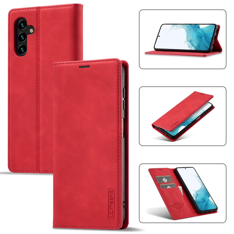 For Samsung Galaxy A55 5G LC.IMEEKE Strong Magnetism Microfiber Leather Phone Case(Red)