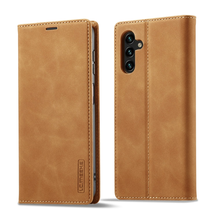 For Samsung Galaxy A55 5G LC.IMEEKE Strong Magnetism Microfiber Leather Phone Case(Brown)