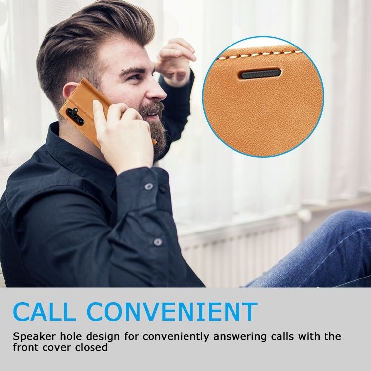 For Samsung Galaxy A55 5G LC.IMEEKE Strong Magnetism Microfiber Leather Phone Case(Brown)