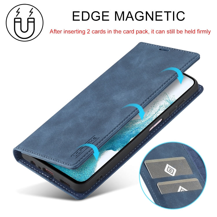 For Samsung Galaxy A35 5G LC.IMEEKE Strong Magnetism Microfiber Leather Phone Case(Blue)