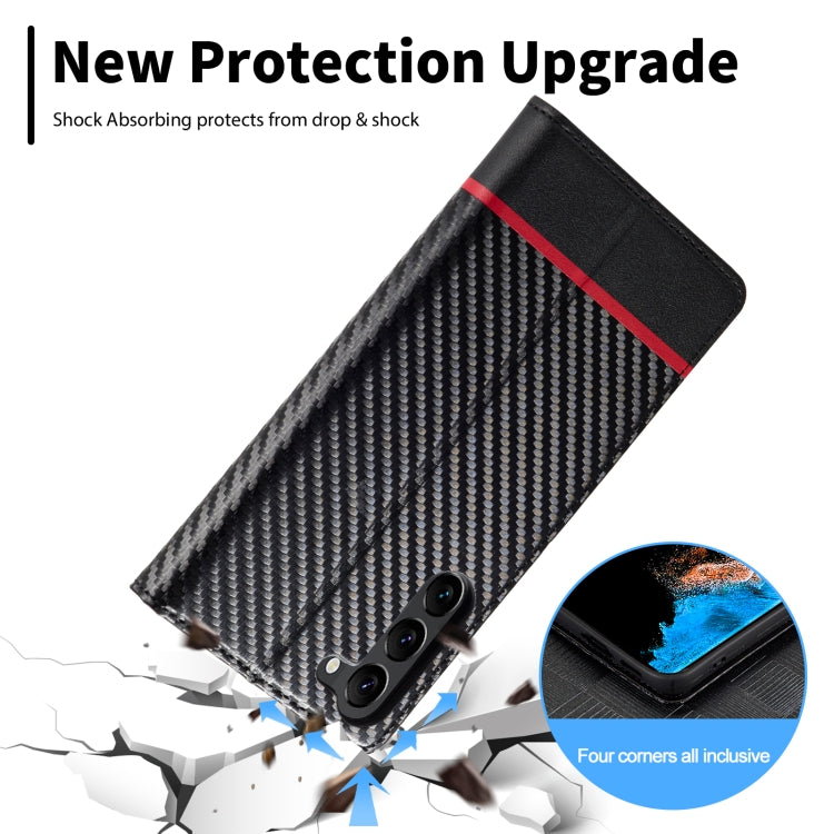 For Samsung Galaxy S24 5G LC.IMEEKE Carbon Fiber Leather Phone Case(Horizontal Black)